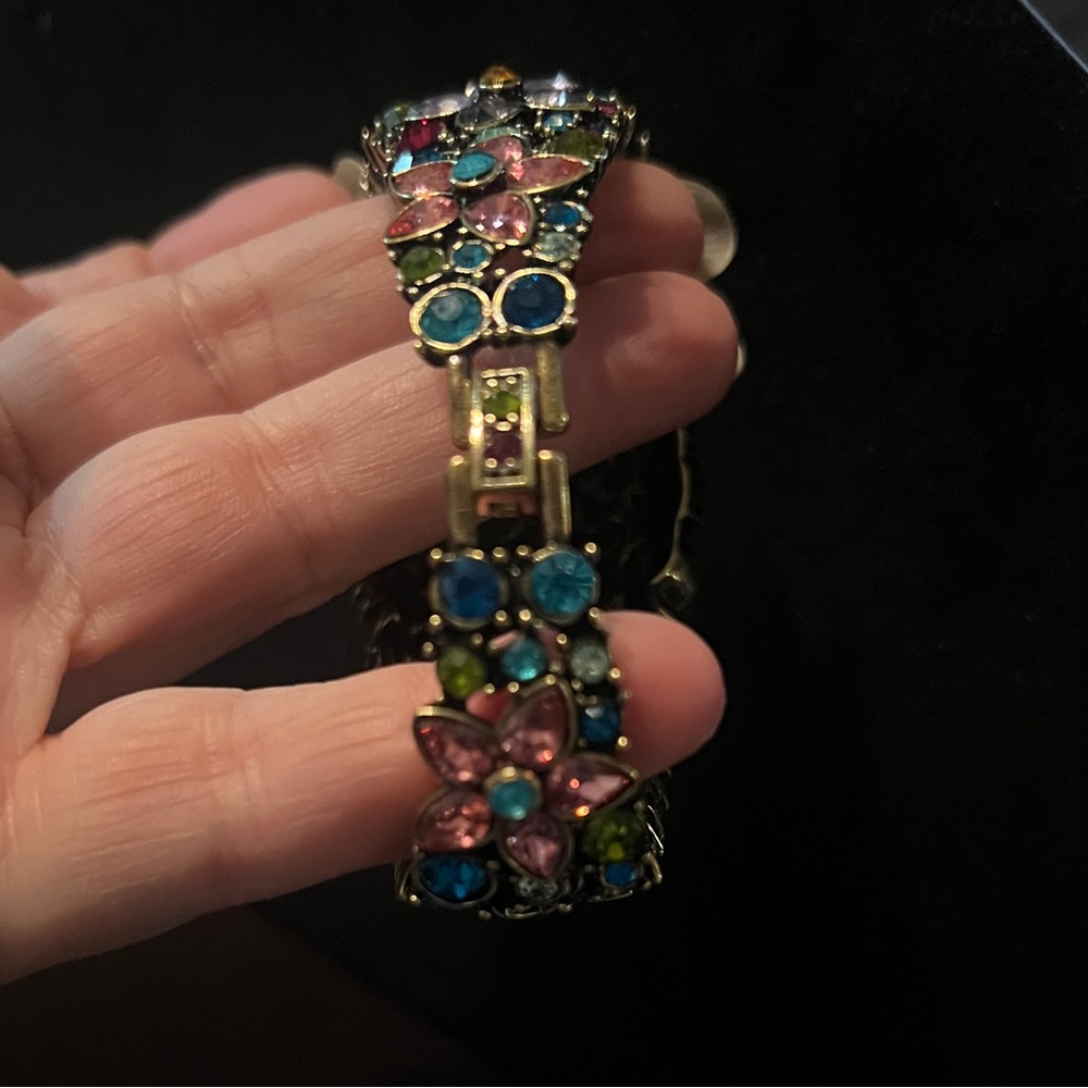 HEIDI DAUS "Fantasy In Florals" Swarovski Crystals Bracelet sz M/L NIB - Picture 4 of 9